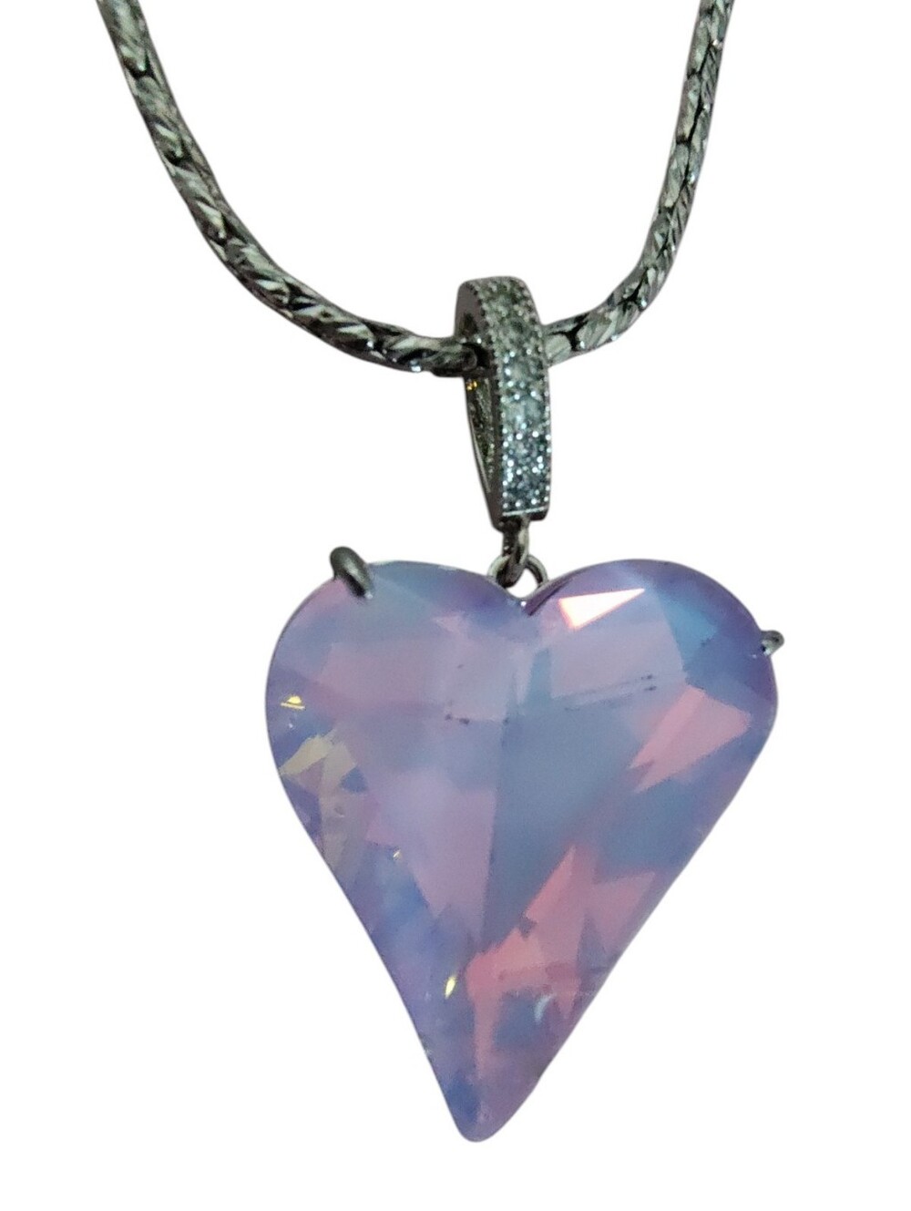 NWT Alexa Rae by Melania Clara Barbie Collection Silver Lilac Heart Necklace 18" - Picture 5 of 8